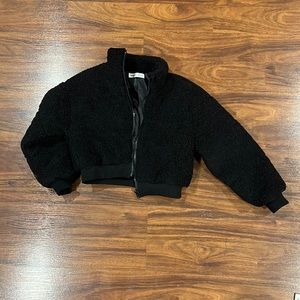 SHEIN Girls drop shoulder teddy jacket